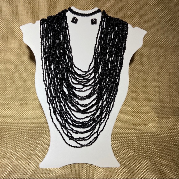 Huichol Jewelry 3 Pcs. Set, Handcrafted Mexican Artisan, Beads,Hippie,Boho,Black - Picture 6 of 8